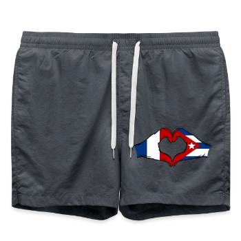 France Cuba Flag Hands Heart Shape - Swim Trunks - anthracite - Front - AI Model Male 185 light (185cm)