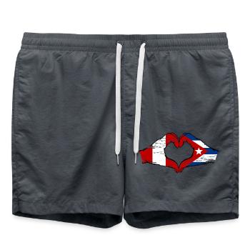 Peru Cuba flag hands heart shape used - Swim Trunks - anthracite - Front - AI Model Male 185 light (185cm)