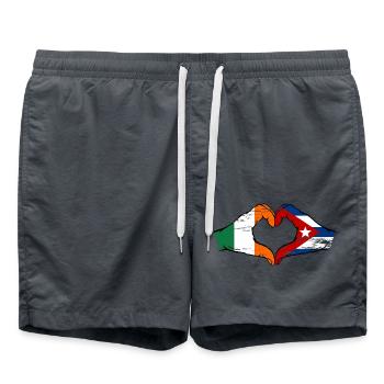 Ireland Cuba Flag Hands Heart Shape Used - Swim Trunks - anthracite - Front - AI Model Male 185 light (185cm)