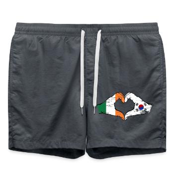 Ireland South Korea Flag Hands Heart Shape Used - Swim Trunks - anthracite - Front - AI Model Male 185 light (185cm)