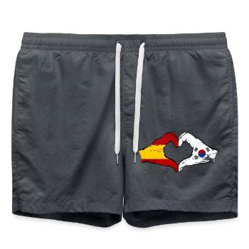 Spanien Südkorea Flagge Hände Herzform used - Badeshorts - Anthrazit - Vorne - AI Model Male 185 light (185cm)