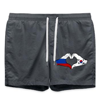 Russia South Korea flag hands heart shape used - Swim Trunks - anthracite - Front - AI Model Male 185 light (185cm)