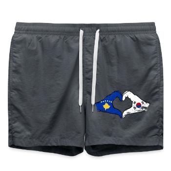 Kosovo Südkorea Flagge Hände Herzform used - Badeshorts - Anthrazit - Vorne - AI Model Male 185 light (185cm)