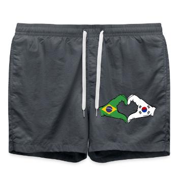 Brésil Corée du Sud Drapeau Mains Coeur Forme - Short de bain - charbon - Devant - AI Model Male 185 light (185cm)