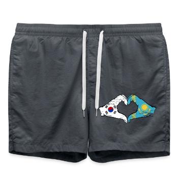 Corée du Sud Kazakhstan drapeau mains forme de coeur utilisé - Short de bain - charbon - Devant - AI Model Male 185 light (185cm)