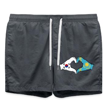 Südkorea Kasachstan Flagge Hände Herzform - Badeshorts - Anthrazit - Vorne - AI Model Male 185 light (185cm)
