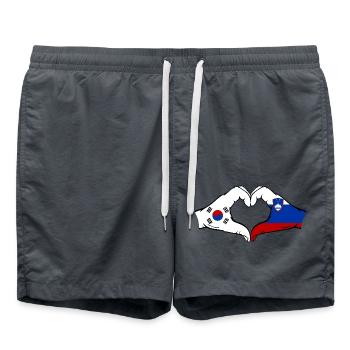 Südkorea Slowenien Flagge Hände Herzform - Badeshorts - Anthrazit - Vorne - AI Model Male 185 light (185cm)