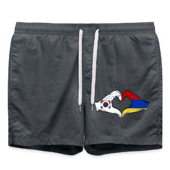 South Korea Armenia flag hands heart shape used - Swim Trunks - anthracite - Front - AI Model Male 185 light (185cm)