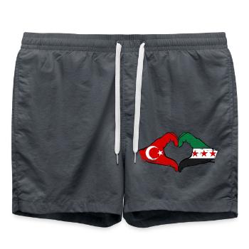 Turquie Syrie Drapeau Mains Coeur Forme Utilisé - Short de bain - charbon - Devant - AI Model Male 185 light (185cm)