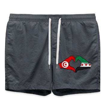 Tunisie Syrie Drapeau Mains Coeur Forme Utilisé - Short de bain - charbon - Devant - AI Model Male 185 light (185cm)