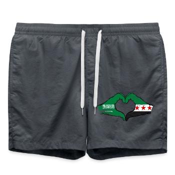 Saudi Arabia Syria Flag Hands Heart Shape Used - Swim Trunks - anthracite - Front - AI Model Male 185 light (185cm)