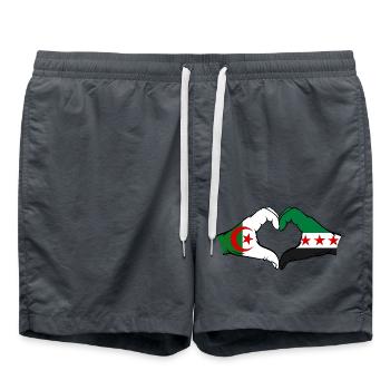 Algerien Syrien Flagge Hände Herzform - Badeshorts - Anthrazit - Vorne - AI Model Male 185 light (185cm)