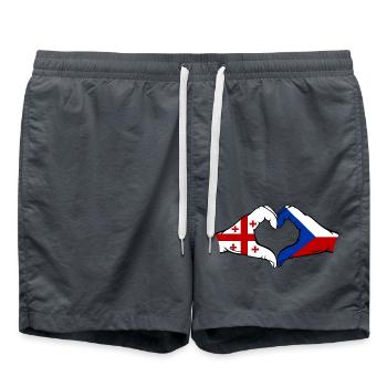 Géorgie République tchèque drapeau mains forme coeur - Short de bain - charbon - Devant - AI Model Male 185 light (185cm)