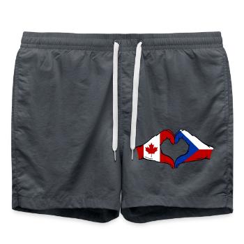 Canada Czech Republic Flag Hands Heart Shape - Swim Trunks - anthracite - Front - AI Model Male 185 light (185cm)