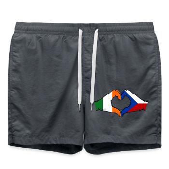 Irlande République tchèque drapeau mains forme coeur - Short de bain - charbon - Devant - AI Model Male 185 light (185cm)
