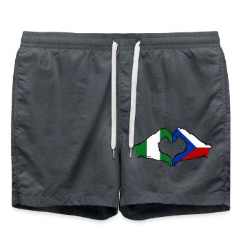 Nigeria Czech Republic Flag Hands Heart Shape - Swim Trunks - anthracite - Front - AI Model Male 185 light (185cm)