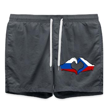 Russie République tchèque drapeau mains coeur forme - Short de bain - charbon - Devant - AI Model Male 185 light (185cm)
