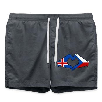 Island Tschechien Flagge Hände Herzform - Badeshorts - Anthrazit - Vorne - AI Model Male 185 light (185cm)