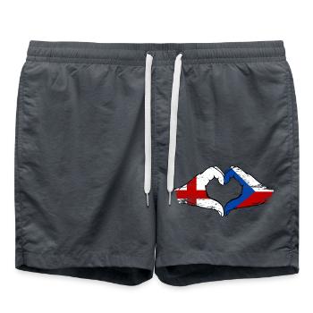 England Tschechien Flagge Hände Herzform used - Badeshorts - Anthrazit - Vorne - AI Model Male 185 light (185cm)