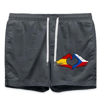 Spanien Tschechien Flagge Hände Herzform - Badeshorts - Anthrazit - Vorne - AI Model Male 185 light (185cm)