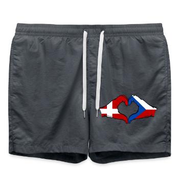 Dänemark Tschechien Flagge Hände Herzform - Badeshorts - Anthrazit - Vorne - AI Model Male 185 light (185cm)
