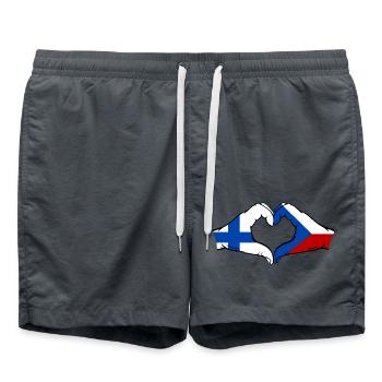 Finnland Tschechien Flagge Hände Herzform - Badeshorts - Anthrazit - Vorne - AI Model Male 185 light (185cm)