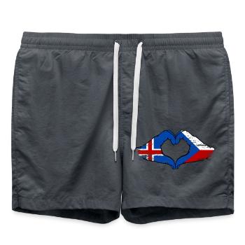 Island Tschechien Flagge Hände Herzform used - Badeshorts - Anthrazit - Vorne - AI Model Male 185 light (185cm)