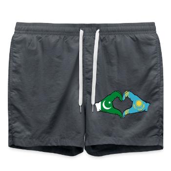 Pakistan Kazakhstan drapeau mains forme coeur - Short de bain - charbon - Devant - AI Model Male 185 light (185cm)