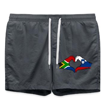 Afrique du Sud Slovénie Drapeau Mains Coeur Forme - Short de bain - charbon - Devant - AI Model Male 185 light (185cm)
