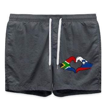 Südafrika Slowenien Flagge Hände Herzform used - Badeshorts - Anthrazit - Vorne - AI Model Male 185 light (185cm)