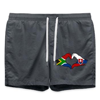 South Africa Slovakia Flag Hands Heart Shape Used - Swim Trunks - anthracite - Front - AI Model Male 185 light (185cm)