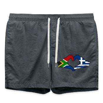 Afrique du Sud Grèce Drapeau Mains Coeur Forme Utilisé - Short de bain - charbon - Devant - AI Model Male 185 light (185cm)