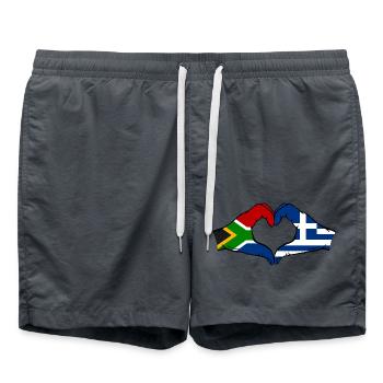 Südafrika Griechenland Flagge Hände Herzform - Badeshorts - Anthrazit - Vorne - AI Model Male 185 light (185cm)