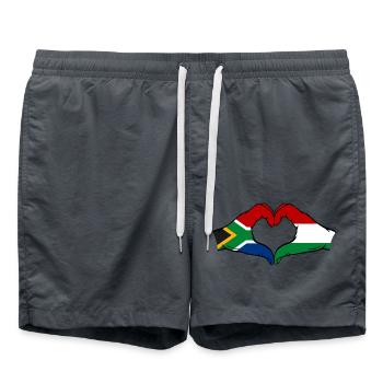 Südafrika Ungarn Flagge Hände Herzform - Badeshorts - Anthrazit - Vorne - AI Model Male 185 light (185cm)