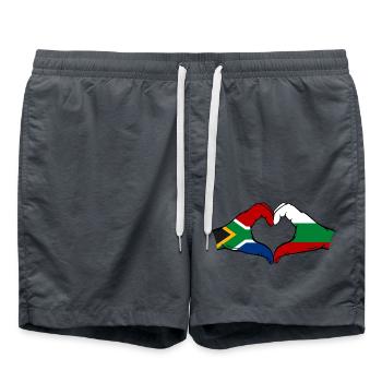 South Africa Bulgaria Flag Hands Heart Shape - Swim Trunks - anthracite - Front - AI Model Male 185 light (185cm)