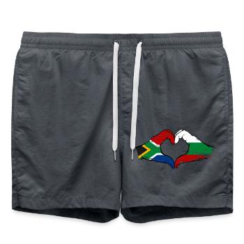 Afrique du Sud Bulgarie Drapeau Mains Coeur Forme Utilisé - Short de bain - charbon - Devant - AI Model Male 185 light (185cm)