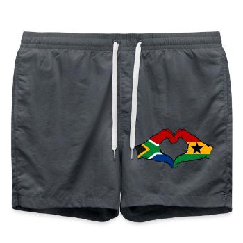 Südafrika Ghana Flagge Hände Herzform - Badeshorts - Anthrazit - Vorne - AI Model Male 185 light (185cm)