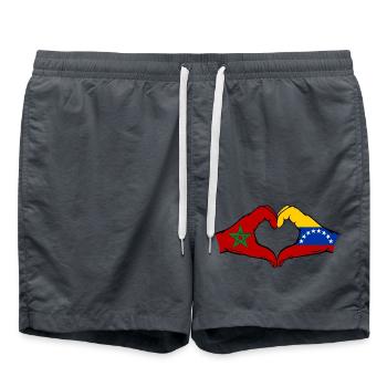Marokko Venezuela Flagge Hände Herzform - Badeshorts - Anthrazit - Vorne - AI Model Male 185 light (185cm)
