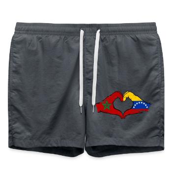 Marokko Venezuela Flagge Hände Herzform used - Badeshorts - Anthrazit - Vorne - AI Model Male 185 light (185cm)