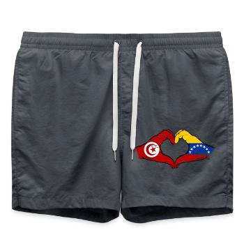 Tunisie Venezuela drapeau mains forme de coeur utilisé - Short de bain - charbon - Devant - AI Model Male 185 light (185cm)