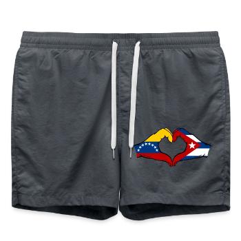 Venezuela Kuba Flagge Hände Herzform - Badeshorts - Anthrazit - Vorne - AI Model Male 185 light (185cm)