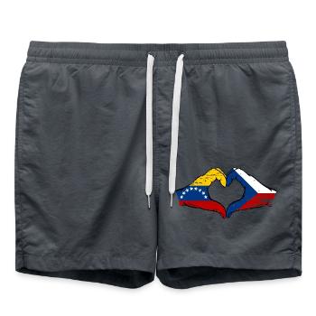 Venezuela Tschechien Flagge Hände Herzform used - Badeshorts - Anthrazit - Vorne - AI Model Male 185 light (185cm)