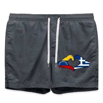 Venezuela Griechenland Flagge Hände Herzform - Badeshorts - Anthrazit - Vorne - AI Model Male 185 light (185cm)