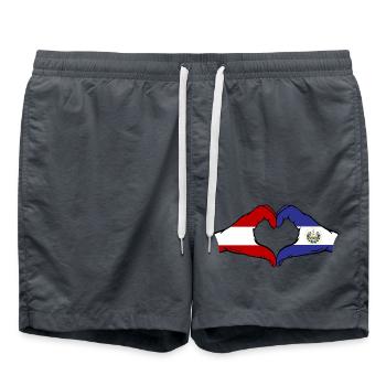 Austria El Salvador Flag Hands Heart Shape - Swim Trunks - anthracite - Front - AI Model Male 185 light (185cm)