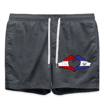 Austria El Salvador Flag Hands Heart Shape Used - Swim Trunks - anthracite - Front - AI Model Male 185 light (185cm)