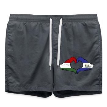 Hongrie El Salvador Drapeau Mains Coeur Forme Utilisé - Short de bain - charbon - Devant - AI Model Male 185 light (185cm)