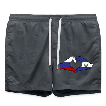 Russie El Salvador Drapeau Mains Coeur Forme - Short de bain - charbon - Devant - AI Model Male 185 light (185cm)