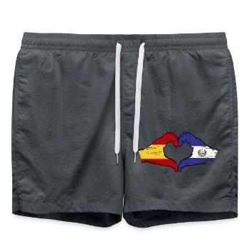 Spain El Salvador Flag Hands Heart Shape Used - Swim Trunks - anthracite - Front - AI Model Male 185 light (185cm)