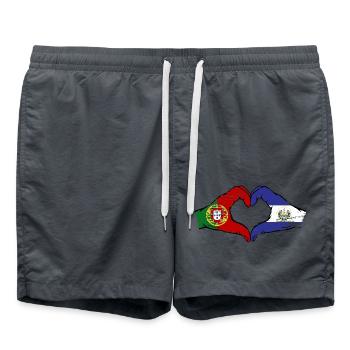 Portugal El Salvador Drapeau Mains Coeur Forme Utilisé - Short de bain - charbon - Devant - AI Model Male 185 light (185cm)