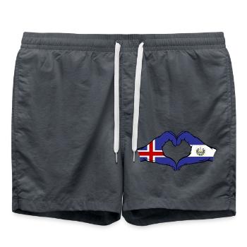 Iceland El Salvador Flag Hands Heart Shape - Swim Trunks - anthracite - Front - AI Model Male 185 light (185cm)